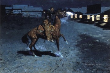 Frederic Remington Painting - Una discusión con el mariscal de la ciudad, el viejo oeste americano, Frederic Remington